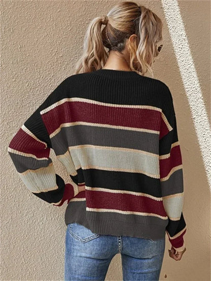 Linas Randiga Crew Neck Sweater för Stilsäkra Pendlingar