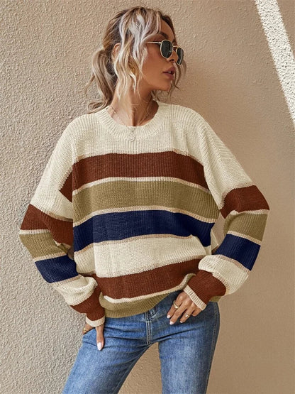 Linas Randiga Crew Neck Sweater för Stilsäkra Pendlingar