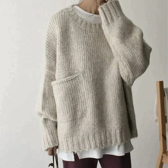 Ivory - Ivory oversized sweatshirt med ficka framtill